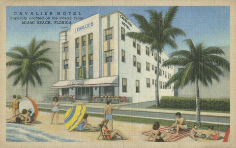 Miami Beach II Black Ornate Wood Framed Art Print with Double Matting by Unknown