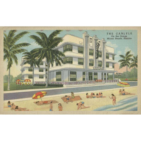 Miami Beach III Gold Ornate Wood Framed Art Print with Double Matting by Unknown