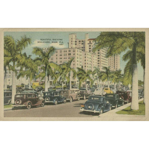 Miami Beach VII Black Modern Wood Framed Art Print with Double Matting by Unknown