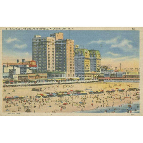 Atlantic City, NJ- V White Modern Wood Framed Art Print by Unknown
