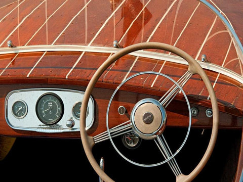 Antique Boating II White Modern Wood Framed Art Print with Double Matting by Head, Danny