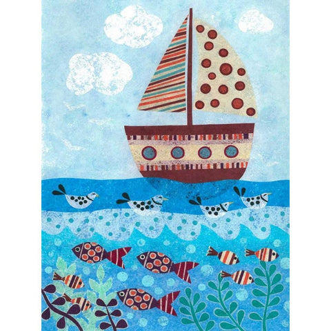 Sunny Sailing Black Modern Wood Framed Art Print with Double Matting by Conway, Kim