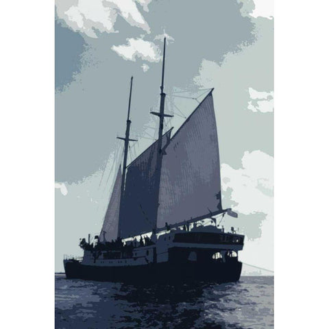 Caribbean Vessel I Black Modern Wood Framed Art Print with Double Matting by Longley, Carolyn