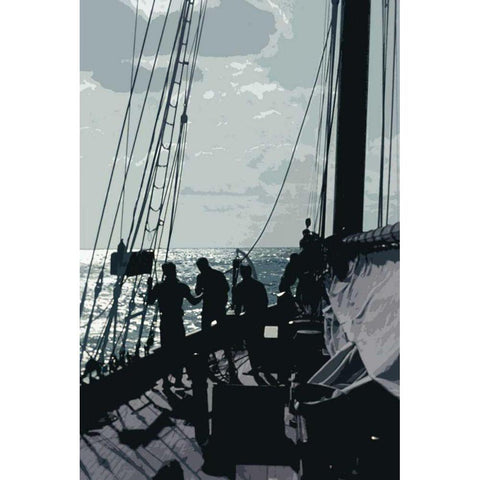 Caribbean Vessel II Black Modern Wood Framed Art Print with Double Matting by Longley, Carolyn