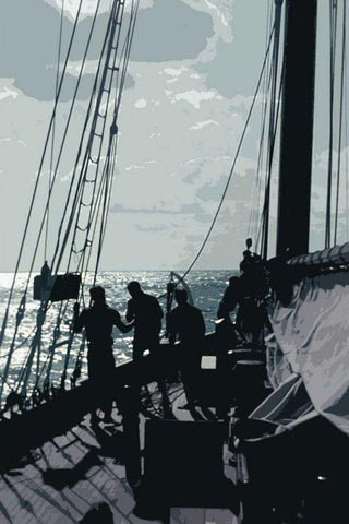 Caribbean Vessel II Black Ornate Wood Framed Art Print with Double Matting by Longley, Carolyn