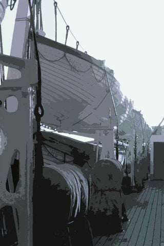 Caribbean Vessel III White Modern Wood Framed Art Print with Double Matting by Longley, Carolyn