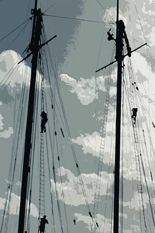 Caribbean Vessel IV Black Ornate Wood Framed Art Print with Double Matting by Longley, Carolyn