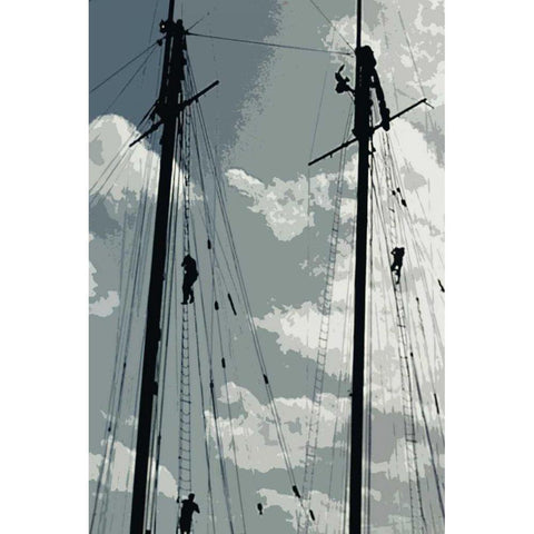 Caribbean Vessel IV Black Modern Wood Framed Art Print with Double Matting by Longley, Carolyn