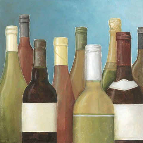 Wine Bottles I White Modern Wood Framed Art Print with Double Matting by Meagher, Megan