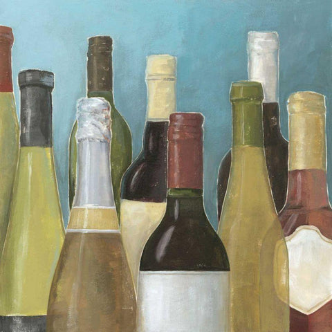 Wine Bottles II White Modern Wood Framed Art Print with Double Matting by Meagher, Megan