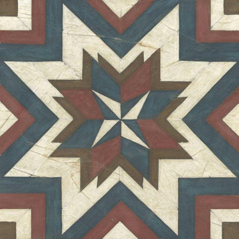 Quilt Motif III Black Ornate Wood Framed Art Print with Double Matting by Vess, June Erica