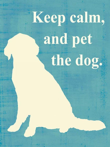 Keep calm and pet the dog White Modern Wood Framed Art Print with Double Matting by Vision Studio