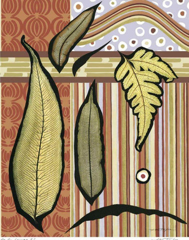 Go Go Leaves II White Modern Wood Framed Art Print with Double Matting by Taylor, Kris