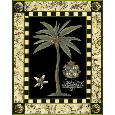 Bordered Palms on Black I Black Modern Wood Framed Art Print with Double Matting by Vision Studio