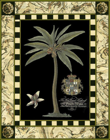 Bordered Palms on Black I Black Ornate Wood Framed Art Print with Double Matting by Vision Studio