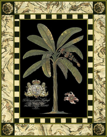 Bordered Palms on Black II White Modern Wood Framed Art Print with Double Matting by Vision Studio