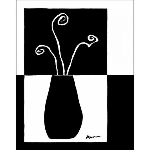 Minimalist Flower in Vase I Black Modern Wood Framed Art Print with Double Matting by Goldberger, Jennifer
