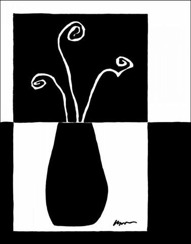 Minimalist Flower in Vase I Black Ornate Wood Framed Art Print with Double Matting by Goldberger, Jennifer