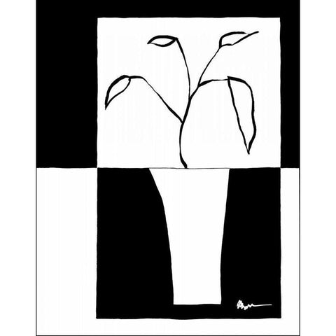 Minimalist Leaf in Vase II White Modern Wood Framed Art Print by Goldberger, Jennifer