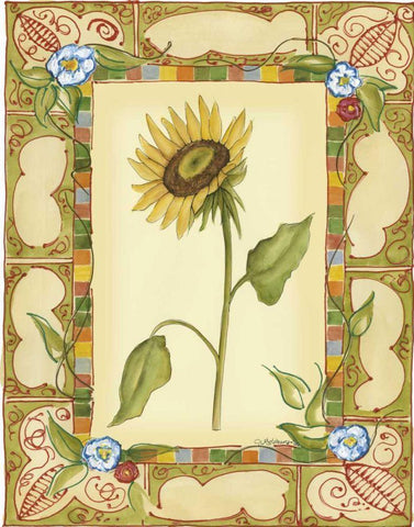 French Country Sunflower I Black Ornate Wood Framed Art Print with Double Matting by Goldberger, Jennifer