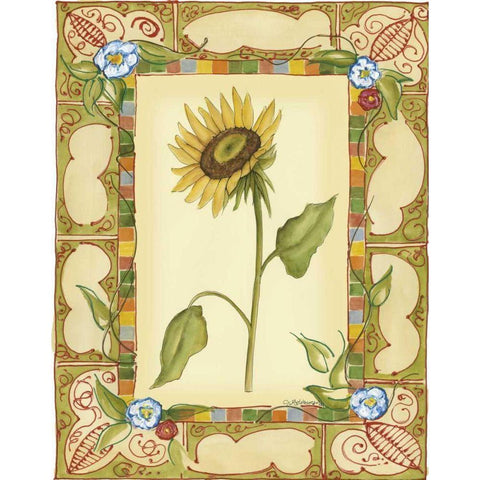 French Country Sunflower I Gold Ornate Wood Framed Art Print with Double Matting by Goldberger, Jennifer