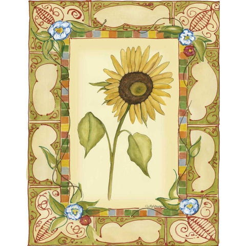 French Country Sunflower II Gold Ornate Wood Framed Art Print with Double Matting by Goldberger, Jennifer