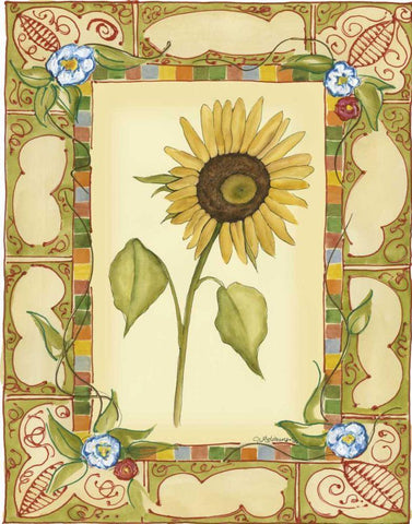 French Country Sunflower II White Modern Wood Framed Art Print with Double Matting by Goldberger, Jennifer