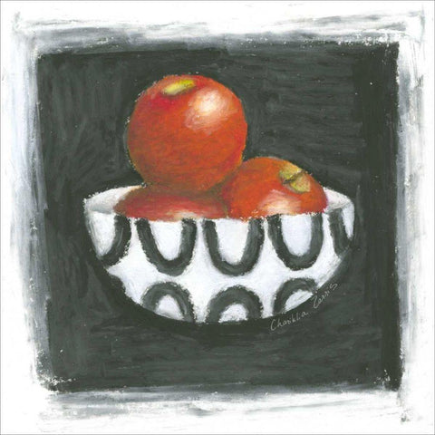 Apples in Bowl Black Modern Wood Framed Art Print with Double Matting by Zarris, Chariklia