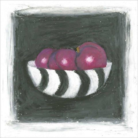 Plums in Bowl White Modern Wood Framed Art Print by Zarris, Chariklia