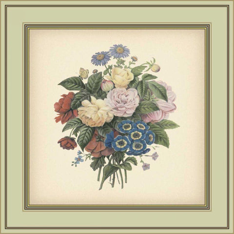Tuscany Bouquet II Black Ornate Wood Framed Art Print with Double Matting by Unknown