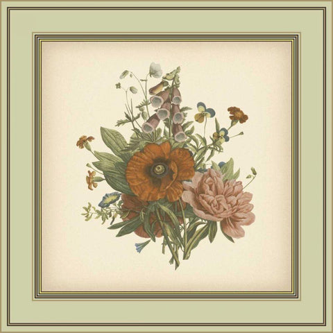 Tuscany Bouquet V Gold Ornate Wood Framed Art Print with Double Matting by Unknown