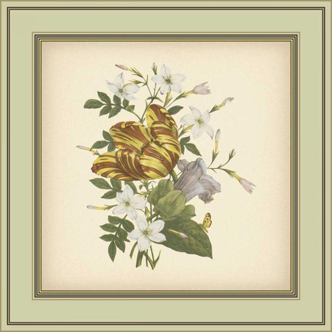 Tuscany Bouquet IX Black Ornate Wood Framed Art Print with Double Matting by Unknown