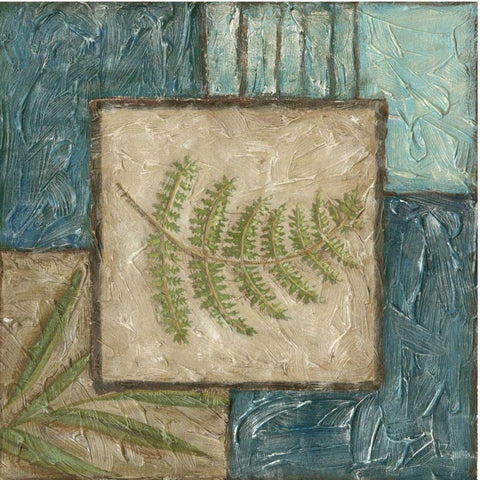 Fern Montage II Black Ornate Wood Framed Art Print with Double Matting by Zarris, Chariklia