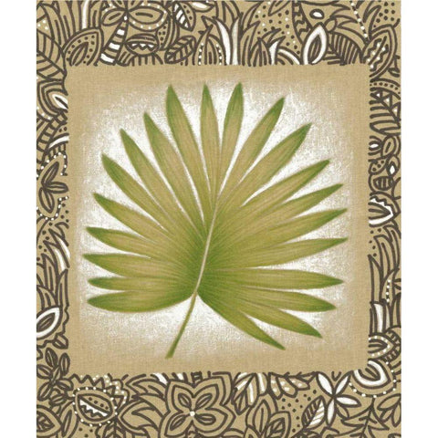 Exotic Palm Leaf II Black Modern Wood Framed Art Print with Double Matting by Vision Studio