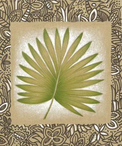 Exotic Palm Leaf II White Modern Wood Framed Art Print with Double Matting by Vision Studio