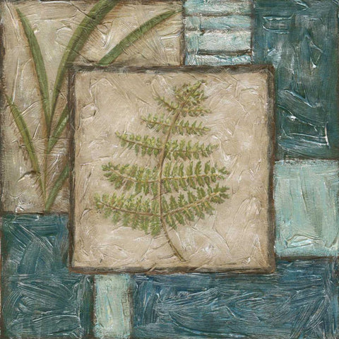 Large Fern Montage I White Modern Wood Framed Art Print with Double Matting by Zarris, Chariklia