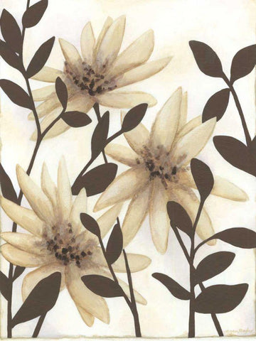 Blossoming Silhouette I Black Ornate Wood Framed Art Print with Double Matting by Meagher, Megan