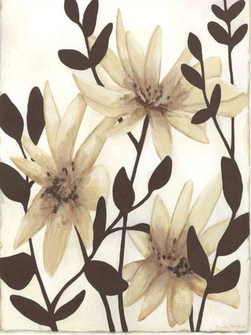 Blossoming Silhouette II White Modern Wood Framed Art Print with Double Matting by Meagher, Megan