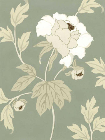 Small Peony Elegance II Black Ornate Wood Framed Art Print with Double Matting by Slocum, Nancy