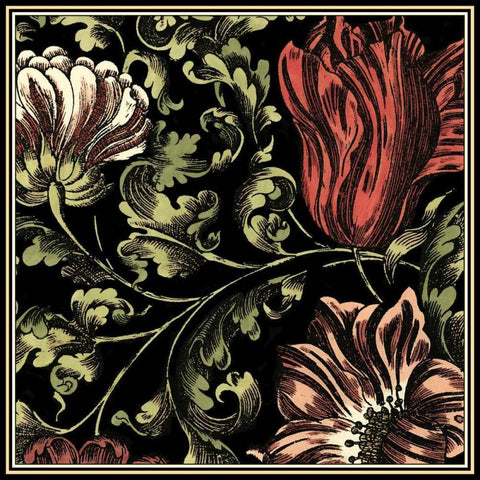 Small Floral Fancy II  Black Ornate Wood Framed Art Print with Double Matting by Vision Studio