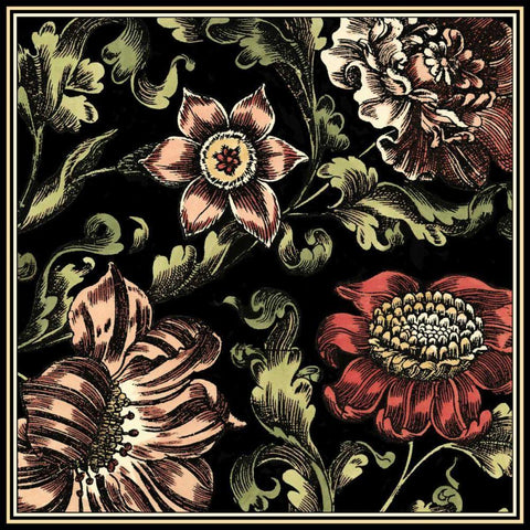 Small Floral Fancy III  Black Ornate Wood Framed Art Print with Double Matting by Vision Studio