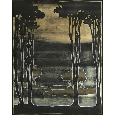 Small Nouveau Trees I Black Modern Wood Framed Art Print with Double Matting by Goldberger, Jennifer