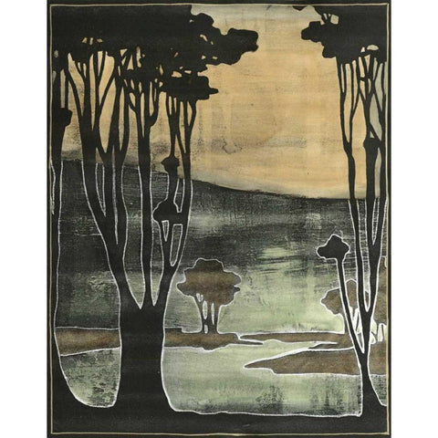 Small Nouveau Trees II Gold Ornate Wood Framed Art Print with Double Matting by Goldberger, Jennifer