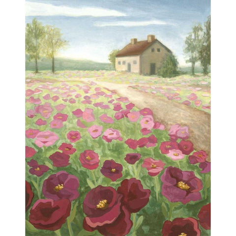 Pink Meadow Black Modern Wood Framed Art Print with Double Matting by Meagher, Megan