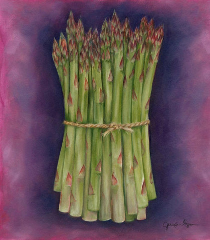 Asparagus White Modern Wood Framed Art Print with Double Matting by Goldberger, Jennifer