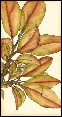 Small Gilded Leaves II White Modern Wood Framed Art Print with Double Matting by Goldberger, Jennifer