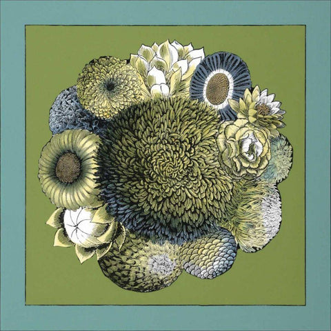 Small Celadon Bouquet I Black Modern Wood Framed Art Print with Double Matting by Zarris, Chariklia