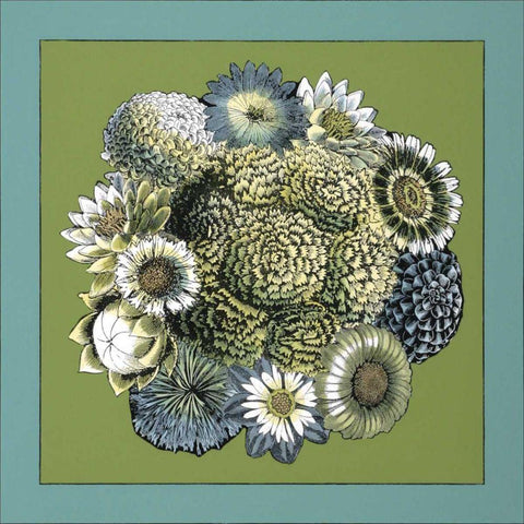 Small Celadon Bouquet IV White Modern Wood Framed Art Print with Double Matting by Zarris, Chariklia