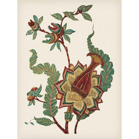 Small Jacobean Floral I Gold Ornate Wood Framed Art Print with Double Matting by Vision Studio