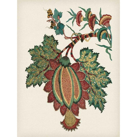 Small Jacobean Floral II Gold Ornate Wood Framed Art Print with Double Matting by Vision Studio